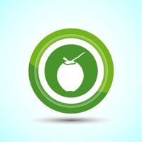 Coconut fruit icon design illustration, Organic fruit icon sign for apps and websites, Green Color Button Design vector