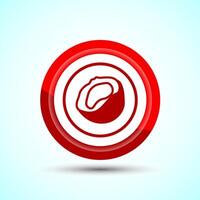 Coconut fruit icon design illustration, Organic fruit icon sign for apps and websites, Red Color Button Design vector