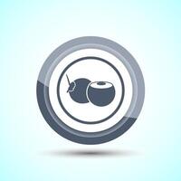 Coconut fruit icon design illustration, Organic fruit icon sign for apps and websites, Gray Color Button Design vector