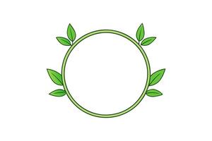 Minimalist Round Botanical Frame in Green Color Beautiful vector
