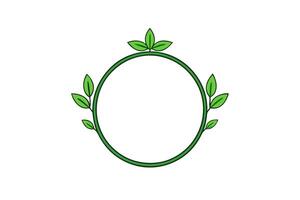 Botanical Round Frame in Green Color Illustration vector