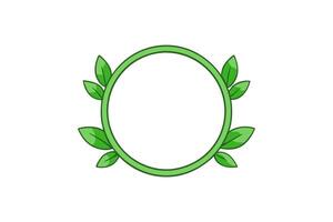 Green Botanical Frame in a Circular Shape Illustration of Natural and Floral Elements vector