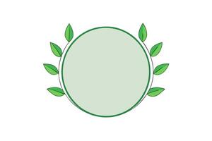 Minimalist Round Botanical Frame in Green Color Beautiful Illustration Design vector