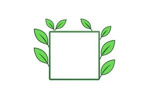 Elegant Square Botanical Frame Featuring Green Leaves Illustration for Nature-Inspired Design Projects and Decorative Borders in Minimalist Style vector