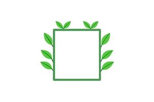 Minimalist Square Botanical Frame with Green Leaves Perfect for Illustrations of Nature-Inspired Designs or Decorative Elements vector