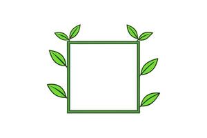 Square Botanical Frame with Green Leaf Element Illustration for Nature and Eco-Friendly vector