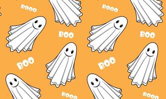 Ghost pattern with Boo text. For web design, holiday marketing, and gift wrapping vector