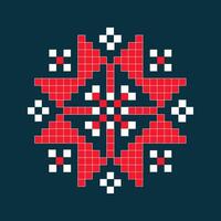 a cross stitch pattern with red and white squares vector
