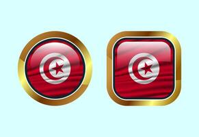 Glossy flag button of Tunisia, High quality web button design vector