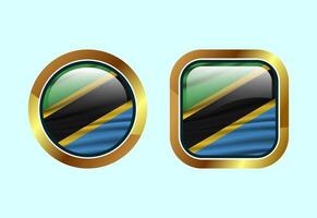 Glossy flag button of Tanzania, High quality web button design vector