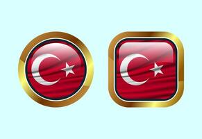 Glossy flag button of Turkey, High quality web button design vector