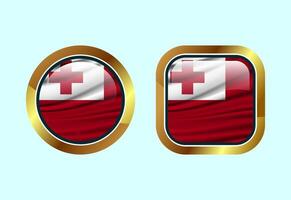 Glossy flag button of Tonga, High quality web button design vector