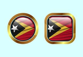 Glossy flag button of Timor Leste, High quality web button design vector