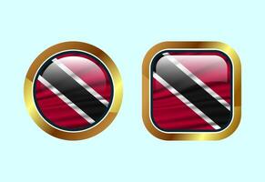 Glossy flag button of Trinidad and Tobago, High quality web button design vector