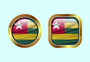 Glossy flag button of Togo, High quality web button design vector