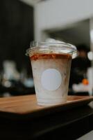 Close up of iced latte coffee photo