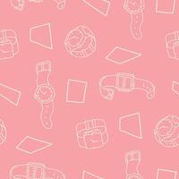 Outline Watch Time Shape Seamless Pattern illustration Design vector