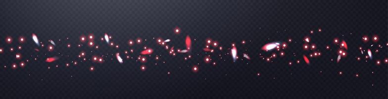 Red glittering dots, particles, stars magic sparks. Dust cloud flare light effect. vector