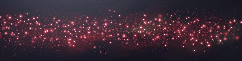 Red glittering dots, particles, stars magic sparks. Dust cloud flare light effect. vector
