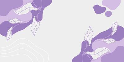 winter background gray purple colors abstract shapes, waves and leaves pattern with empty space for text. template design for banner, poster, social media vector