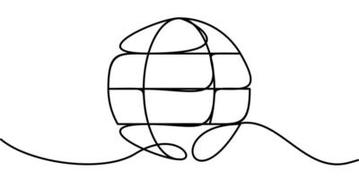 continuous line drawing of earth or globe symbol. abstract line art illustration vector