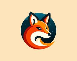 A fox head logo with a blue background vector
