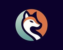 A fox logo with a circle around it vector