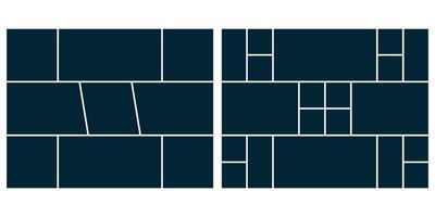 Mosaic collection of pictures. Collage grid mood board. Moodboard template. Set of presentation backgrounds. Layout for photos. Album brandboard. Banner for gallery. Organised portfolio. vector