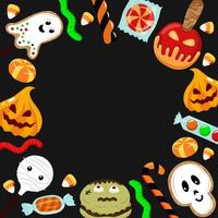 Sweets for Halloween. Square frame for text. Set of illustrations. vector