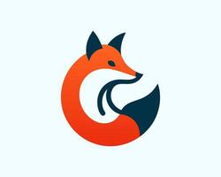 A fox logo with a red and blue color scheme vector