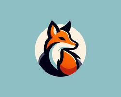 A fox logo with a blue background vector