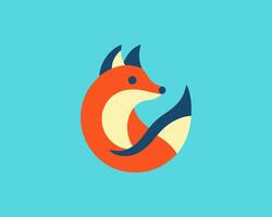 A fox logo with a blue background vector