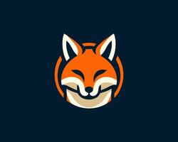 A fox head logo on a dark background vector