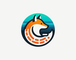 A fox logo with a circle around it vector