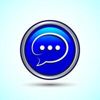 Chat icon design illustration, Message sign symbol for apps and websites, Blue Color Round Button Design vector