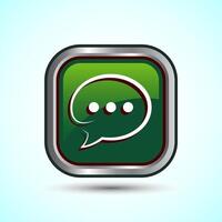 Chat icon design illustration, Message sign symbol for apps and websites, Green Color Square Button Design vector