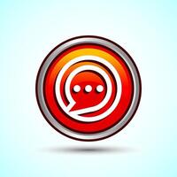 Chat icon design illustration, Message sign symbol for apps and websites, Orange Color Round Button Design vector