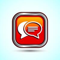 Chat icon design illustration, Message sign symbol for apps and websites, Orange Color Square Button Design vector