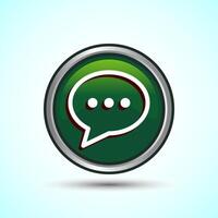 Chat icon design illustration, Message sign symbol for apps and websites, Green Color Round Button Design vector