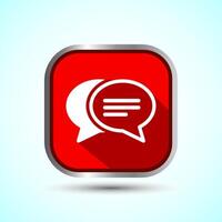 Chat icon design illustration, Message sign symbol for apps and websites, Red Shadow Button Design vector