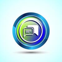 Chat icon design illustration, Message sign symbol for apps and websites, Glossy Round Button Design vector