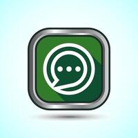Chat icon design illustration, Message sign symbol for apps and websites, Green Shadow Button Design vector