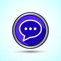 Chat icon design illustration, Message sign symbol for apps and websites, Blue Shadow Button Design vector