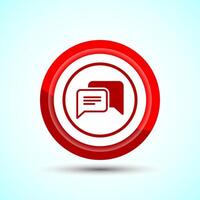 Chat icon design illustration, Message sign symbol for apps and websites, Red Color Button Design vector