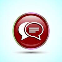 Chat icon design illustration, Message sign symbol for apps and websites, Red Color Round Button Design vector