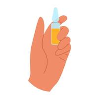 Hand with a medical injection vial, ideal for health related visuals vector