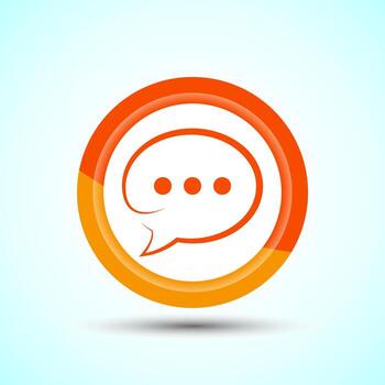 Chat icon design illustration, Message sign symbol for apps and websites, Orange Color Button Design vector