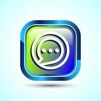 Chat icon design illustration, Message sign symbol for apps and websites, Glossy Square Button Design vector