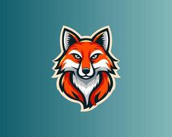 A fox head on a blue background vector