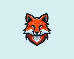 A fox head logo on a light blue background vector
